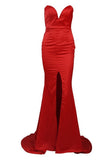 Strapless Red Evening Gown