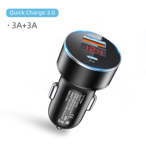 USLION 36W PD USB Car Charging Accessories QC3.0 PD 3.0 Car Charger Adapter Led Display for Iphone 12 Type C Mobile Phone