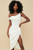 A5336 Summer Casual Sexy One Shoulder Women Midi Dress Slide Cut Out Clothing Dress