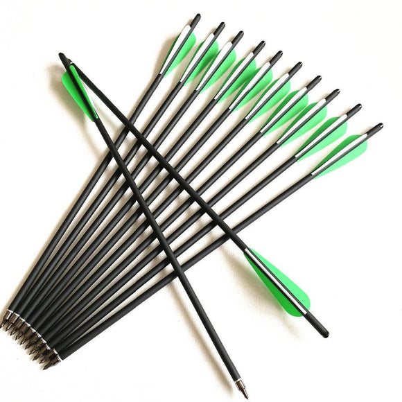 6/12/24Pcs Crossbow Bolt Arrows 17/20/22 Inches Mix Carbon Crossbow Arrow OD 8.8mm With Green Feather Archery Hunting Shooting - shopwishi 