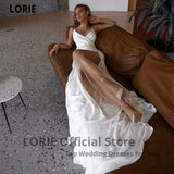 LORIE White Mermaid Wedding Dresses Soft Satin Beach Bridal Gowns