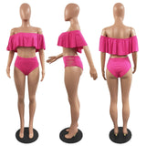 Ladies Off Shoulder Summer Sexy Swimsuit 2 Piece Sets Women Plus Size Swimwear Swimsuit Off Shoulder Sexy Swimwear