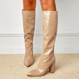 Winter New Catwalk With Pointed Toe Chunky Heel Over the Knee Boots