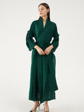Miyake Pleated Long Petal Sleeve Dress Cardigan Plus Size