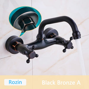 Rozi Wall-Mounted Dual Handle Black Basin for Bathrooms