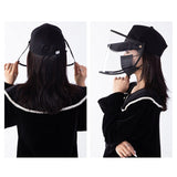 Anti Droplet Face Shield Fisherman Hat Black Dust Proof Cover Face Anti Fog Full Face Mask Protective Baseball Cap