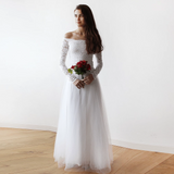 Off-The-Shoulder Ivory Wedding  Dress #1134
