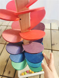 High Quality Rainbow Music Sounding Trees Wooden Petals Assembly Marble Run BallsTracking Kids Educational Toys