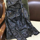 Hooded Black Camouflage Leather Sheepskin Jacket for Men