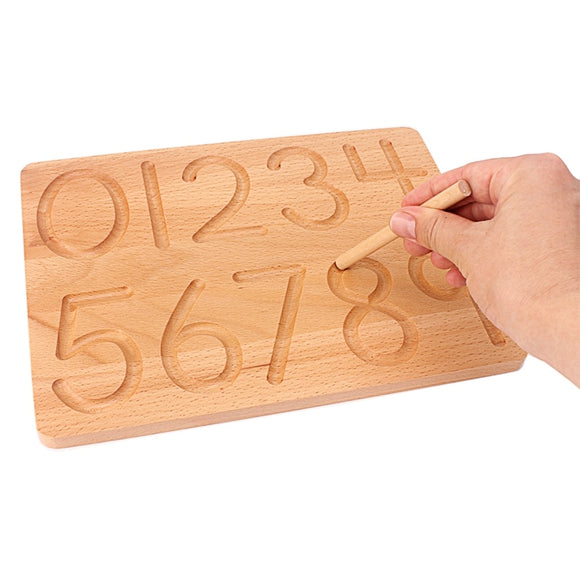 Montessori Mathematics Toy Digitals Board 0-9 Digital Cognition Writing Practice Toys for Children Preschool Training Beech Wood