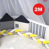 1m/2m/3m Baby Crib Protector Knot Baby Bed Bumper Weaving Plush Infant Crib Cushion for Newborns