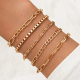 DIEZI Vintage Multilayer Gold Color Thick Chain Crystal Rhinestone Bracelets for Women