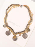 Coin Layered Necklace in Gold and Silver. Coin Jewelry.