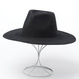 Classical Wide Brim Porkpie Fedora Hat Camel Black 100% Wool Hats
