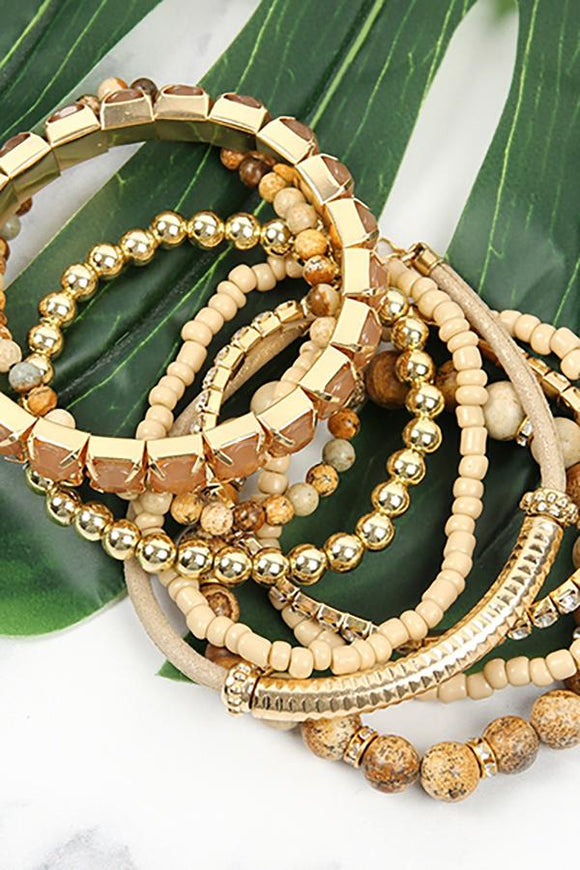 Hdb2269 - Plus Size Stackable Beads Bracelet Set