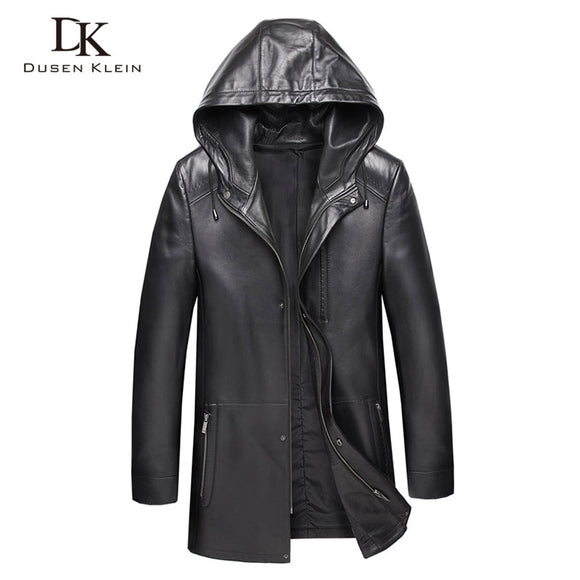 Men Genuine Leather Jacket Hooded Leather Jackets 8XL Big Size Casual Real Sheepskin Jacket 9028