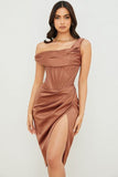 A5336 Summer Casual Sexy One Shoulder Women Midi Dress Slide Cut Out Clothing Dress