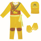 Boy Costume Kids Fancy Party Dress Up Halloween Costume for Kids Ninja Cosplay Superhero Jumpsuit Set