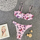 HOT Summer Women's Bikini Sets Swimsuit 2pcs Fashion Sexy  Print Bathing Suit With Chest Pad and Steel Support