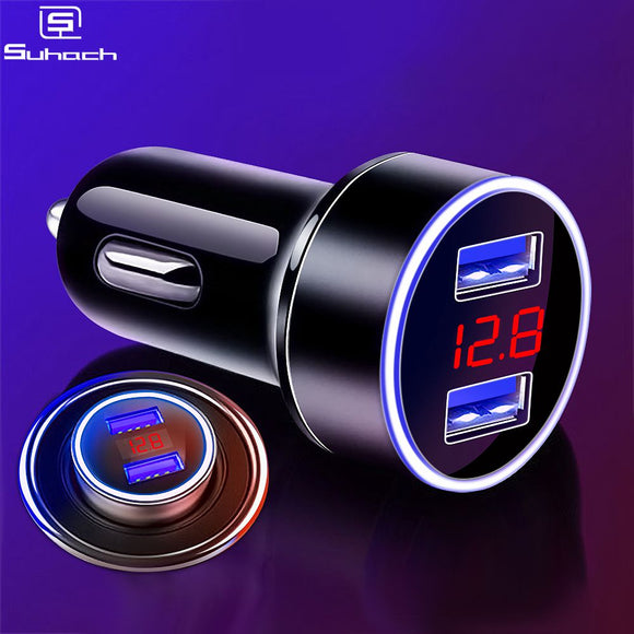 Suhach Dual USB Car Charger Adapter 3.1A Digital LED Voltage/Current Display Auto Vehicle Metal Charger for Smart Phone/Tablet