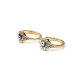Lucky Eye Gold Evil Eye Ring Turkish Crystal Ring for Men Women Fashion Jewelry EY75