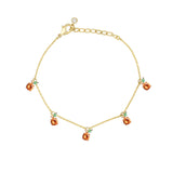 HOT 18k Real Gold Plated Colorful Zircon Cherry Peach Tropical Fruit Anklet for Women