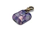 Camo Purple Premium Leather AirPods 1 & 2 Case Hook Series - shopwishi 