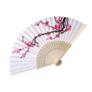 Chinese Ink And Wash Plum Blossoms Cloth Fan Party