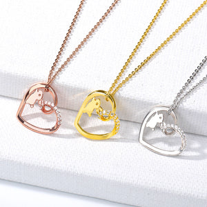 Crystal Lovely Rabbit Heart Pendant Necklaces For