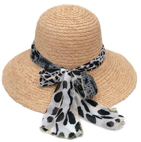 Raffia Leopard Sun Hat - shopwishi 