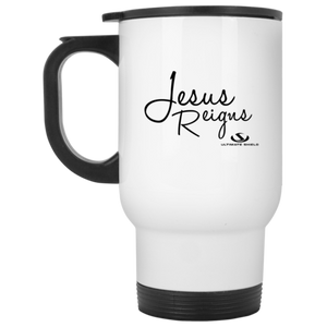 JESUS REIGNS White Travel Mug