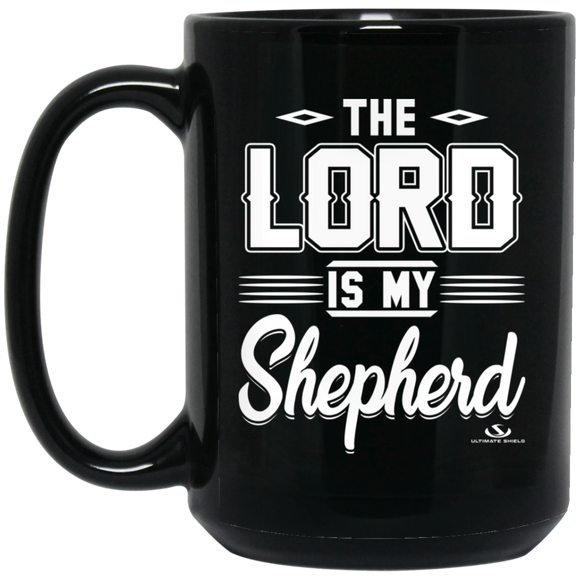 THE LORD IS MY SHEPHERD 15 oz. Black Mug