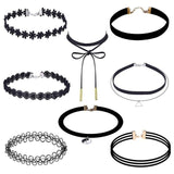 Elegant 8 Pieces Choker Necklace Set Stretch