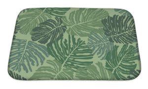 Bath Mat, Abstract Floral Tropical With Fern