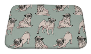Bath Mat, Cute Dogs Pug Pattern