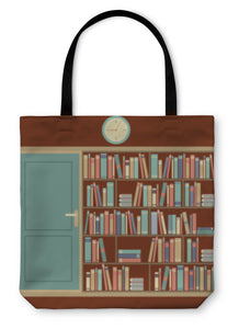 Tote Bag, Bookcase In Reading Room Illustration