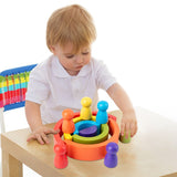 Montessori Children's Wooden Stack Balance Rainbow Blocks