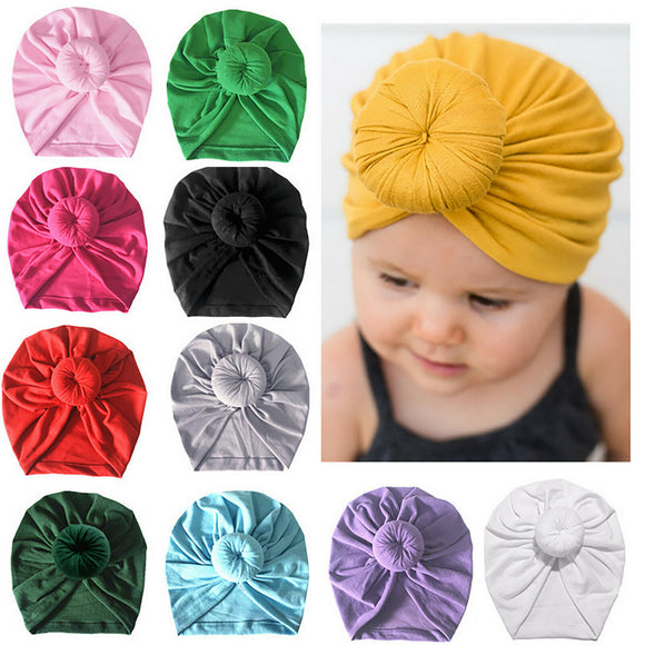 Infant Kids Newborn Baby Turban Knotted Head Wrap Headbands India Hats Beanie Cotton blend Hair Cap Children Girl Boy Head band