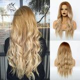 Blonde Unicorn Long Blonde Synthetic Wig for Black White Women Daily Use Middle Part Hair Wigs Water Wave Heat Resistant Fiber
