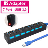 USB 3.0 HUB 2.0 HUB Multi USB Splitter 4/7 Port Expander Multiple USB 3 Hab Use Power Adapter USB3.0 Hub with Switch For PC