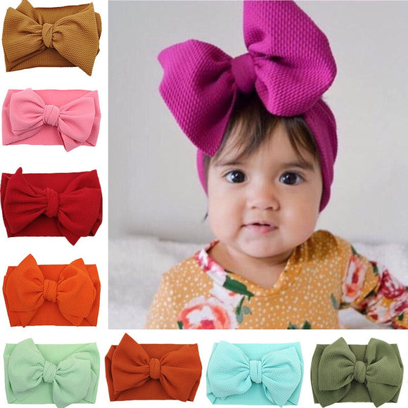 New Baby Girls Headband Toddler Big Bow Hairband Cute Solid Stretch Turban Big Knot Head Wrap Head wear