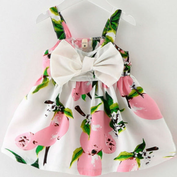 New Baby Dresses Pattern Print Lemon Cartoon Birthday Dress Female Baby Summer Clothes Kids Girl Clothes