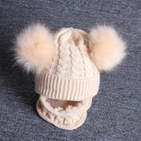 Children Winter Infant Newborn Kids Baby Wool Knitted Hat Cap Beanie With Two Double Pom Pom Beanie For Cute Boys Girl 1-3Years