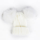 Children Winter Infant Newborn Kids Baby Wool Knitted Hat Cap Beanie With Two Double Pom Pom Beanie For Cute Boys Girl 1-3Years