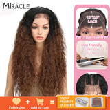 13*4 Synthetic Lace Front Wig Curly Afro Wigs Cosplay Wig Ombre Blonde Lace Front Wig For Women 30Inch Natural Wigs Miracle Hair