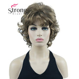 StrongBeauty Short Wig Soft Tousled Curls Blonde Highlights Full Synthetic Wigs COLOUR CHOICES
