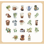 45pcs/pack Vintage Rooftop Coffee Shop Stickers Set Scrapbooking Stickers For Journal Planner Diy Crafts Scrapbooking Diary