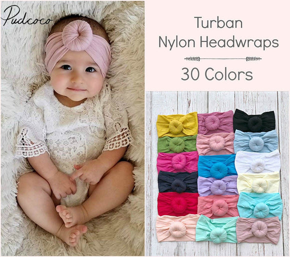 Brand New 0-6Y Newborn Infant Kids Girls Nylon Bow Hairband Headband Stretch Turban Knot Head Wrap Headwear Gifts 21 Colors