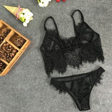 Women Sexy Bra Set Solid Color Floral Lace Push-up Padded Ladies Triangle Solid Color Bra Set Femme Underwear 2 Color