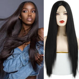 AZQUEEN Synthetic Hair Wig For Women Black Ombre Blue Long Straight 30 inch Can Be Cosplay Wigs Heat Resistant Middle Part Wigs